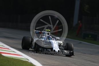 World © Octane Photographic Ltd. Williams Martini Racing, Williams Mercedes FW38 – Valtteri Bottas. Friday 2nd September 2016, F1 Italian GP Practice 1, Monza, Italy. Digital Ref :1697LB1D4995