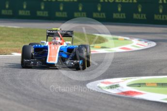 World © Octane Photographic Ltd. Manor Racing MRT05 – Esteban Ocon. Friday 2nd September 2016, F1 Italian GP Practice 1, Monza, Italy. Digital Ref :1697LB1D5586