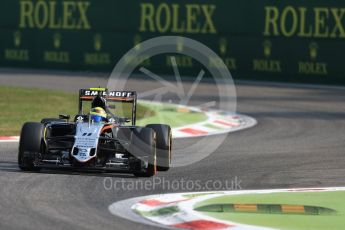 World © Octane Photographic Ltd. Sahara Force India VJM09 - Sergio Perez. Friday 2nd September 2016, F1 Italian GP Practice 1, Monza, Italy. Digital Ref :1697LB1D5737