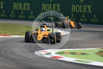 World © Octane Photographic Ltd. Renault Sport F1 Team RS16 - Kevin Magnussen and Jolyon Palmer. Friday 2nd September 2016, F1 Italian GP Practice 1, Monza, Italy. Digital Ref :1697LB1D5832