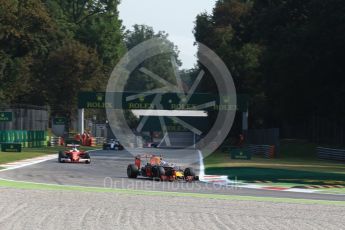 World © Octane Photographic Ltd. Red Bull Racing RB12 – Daniel Ricciardo and Scuderia Ferrari SF16-H – Sebastian Vettel. Friday 2nd September 2016, F1 Italian GP Practice 1, Monza, Italy. Digital Ref :1697LB2D5887