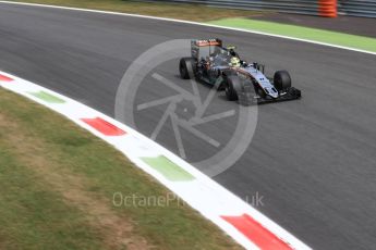 World © Octane Photographic Ltd. Sahara Force India VJM09 - Sergio Perez. Friday 2nd September 2016, F1 Italian GP Practice 2, Monza, Italy. Digital Ref : 1699LB1D6180