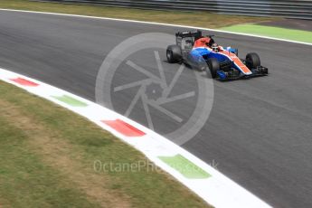 World © Octane Photographic Ltd. Manor Racing MRT05 - Pascal Wehrlein. Friday 2nd September 2016, F1 Italian GP Practice 2, Monza, Italy. Digital Ref : 1699LB1D6253