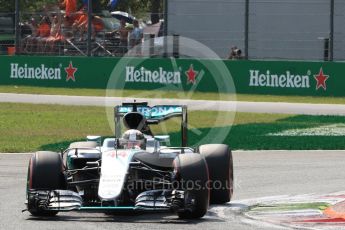 World © Octane Photographic Ltd. Mercedes AMG Petronas W07 Hybrid – Lewis Hamilton. Saturday 3rd September 2016, F1 Italian GP Qualifying, Monza, Italy. Digital Ref :1705LB1D8360