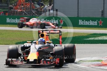 World © Octane Photographic Ltd. Red Bull Racing RB12 – Daniel Ricciardo and Scuderia Ferrari SF16-H – Kimi Raikkonen. Saturday 3rd September 2016, F1 Italian GP Qualifying, Monza, Italy. Digital Ref :1705LB1D8537
