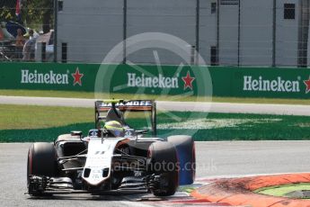 World © Octane Photographic Ltd. Sahara Force India VJM09 - Sergio Perez. Saturday 3rd September 2016, F1 Italian GP Qualifying, Monza, Italy. Digital Ref :1705LB1D8556