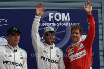 World © Octane Photographic Ltd. Mercedes AMG Petronas W07 Hybrid – Lewis Hamilton and Nico Rosberg and Scuderia Ferrari SF16-H – Sebastian Vettel. Saturday 3rd September 2016, F1 Italian GP Qualifying, Monza, Italy. Digital Ref :1705LB1D8767