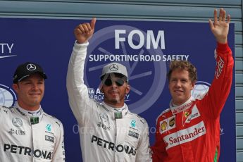 World © Octane Photographic Ltd. Mercedes AMG Petronas W07 Hybrid – Lewis Hamilton and Nico Rosberg and Scuderia Ferrari SF16-H – Sebastian Vettel. Saturday 3rd September 2016, F1 Italian GP Qualifying, Monza, Italy. Digital Ref :1705LB1D8781