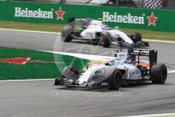World © Octane Photographic Ltd. Williams Martini Racing, Williams Mercedes FW38 – Felipe Massa and Valtteri Bottas. Sunday 4th September 2016, F1 Italian GP Race, Monza, Italy. Digital Ref :1710LB1D0297