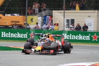 World © Octane Photographic Ltd. Red Bull Racing RB12 – Max Verstappen and McLaren Honda MP4-31 – Fernando Alonso. Sunday 4th September 2016, F1 Italian GP Race, Monza, Italy. Digital Ref :1710LB1D0625