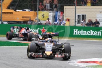 World © Octane Photographic Ltd. Scuderia Toro Rosso STR11 – Carlos Sainz and Daniil Kvyat. Sunday 4th September 2016, F1 Italian GP Race, Monza, Italy. Digital Ref :1710LB1D0656