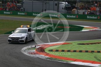 World © Octane Photographic Ltd. The Mercedes AMG C63 Estate medical car follows the pack though the 1st chicane on the opening lap.. Sunday 4th September 2016, F1 Italian GP Race, Monza, Italy. Digital Ref :1710LB2D6901