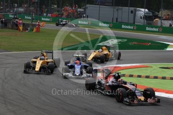 World © Octane Photographic Ltd. Scuderia Toro Rosso STR11 – Daniil Kvyat and of the Renault and Sauber battle between Nasr, Palmer and Magnussen. Sunday 4th September 2016, F1 Italian GP Race, Monza, Italy. Digital Ref :1710LB2D6950