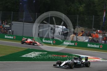 World © Octane Photographic Ltd. Mercedes AMG Petronas W07 Hybrid – Nico Rosberg and Scuderia Ferrari SF16-H – Sebastian Vettel. Sunday 4th September 2016, F1 Italian GP Race, Monza, Italy. Digital Ref :1710LB2D7086