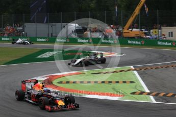 World © Octane Photographic Ltd. Red Bull Racing RB12 – Daniel Ricciardo, Sahara Force India VJM09 - Sergio Perez and Williams Martini Racing, Williams Mercedes FW38 – Felipe Massa. Sunday 4th September 2016, F1 Italian GP Race, Monza, Italy. Digital Ref :1710LB2D7120