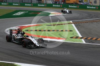 World © Octane Photographic Ltd. Sahara Force India VJM09 - Sergio Perez and Williams Martini Racing, Williams Mercedes FW38 – Felipe Massa. Sunday 4th September 2016, F1 Italian GP Race, Monza, Italy. Digital Ref :1710LB2D7127