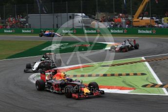 World © Octane Photographic Ltd. Red Bull Racing RB12 – Max Verstappen, Sahara Force India VJM09 - Nico Hulkenberg, Haas F1 Team VF-16 – Romain Grosjean and Manor Racing MRT05 - Pascal Wehrlein. Sunday 4th September 2016, F1 Italian GP Race, Monza, Italy. Digital Ref :1710LB2D7141