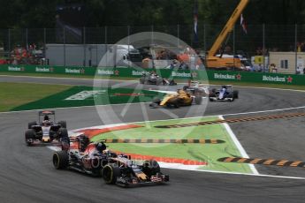 World © Octane Photographic Ltd. Scuderia Toro Rosso STR11 – Carlos Sainz and Daniil Kvyat. Sunday 4th September 2016, F1 Italian GP Race, Monza, Italy. Digital Ref :1710LB2D7152