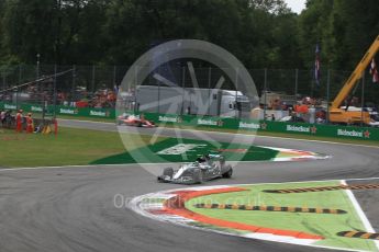 World © Octane Photographic Ltd. Mercedes AMG Petronas W07 Hybrid – Nico Rosberg and Scuderia Ferrari SF16-H – Sebastian Vettel. Sunday 4th September 2016, F1 Italian GP Race, Monza, Italy. Digital Ref :1710LB2D7173
