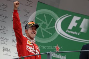 World © Octane Photographic Ltd. Scuderia Ferrari – Sebastian Vettel (3rd). Sunday 4th September 2016, F1 Italian GP Podium, Monza, Italy. Digital Ref :1711LB1D0779