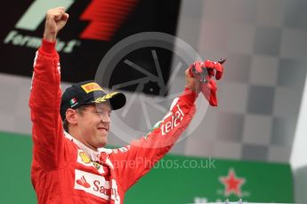 World © Octane Photographic Ltd. Scuderia Ferrari – Sebastian Vettel (3rd). Sunday 4th September 2016, F1 Italian GP Podium, Monza, Italy. Digital Ref :1711LB1D0786