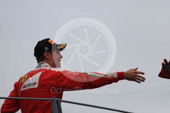 World © Octane Photographic Ltd. Scuderia Ferrari – Sebastian Vettel (3rd). Sunday 4th September 2016, F1 Italian GP Podium, Monza, Italy. Digital Ref :1711LB1D0797