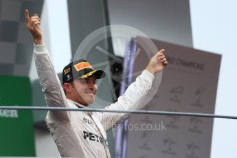 World © Octane Photographic Ltd. Mercedes AMG Petronas – Nico Rosberg (1st). Sunday 4th September 2016, F1 Italian GP Podium, Monza, Italy. Digital Ref :1711LB1D0869
