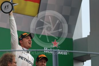 World © Octane Photographic Ltd. Mercedes AMG Petronas – Nico Rosberg (1st). Sunday 4th September 2016, F1 Italian GP Podium, Monza, Italy. Digital Ref :1711LB1D0942