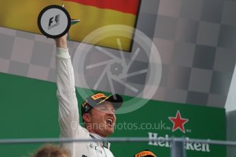 World © Octane Photographic Ltd. Mercedes AMG Petronas – Nico Rosberg (1st). Sunday 4th September 2016, F1 Italian GP Podium, Monza, Italy. Digital Ref :1711LB1D0943