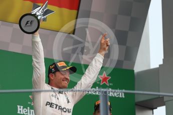 World © Octane Photographic Ltd. Mercedes AMG Petronas – Nico Rosberg (1st). Sunday 4th September 2016, F1 Italian GP Podium, Monza, Italy. Digital Ref :1711LB1D0947