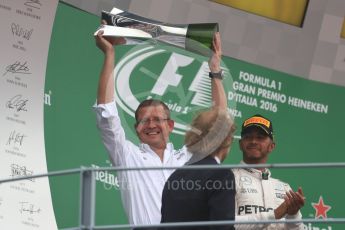 World © Octane Photographic Ltd. Mercedes AMG Petronas Chief Track Engineer– Simon Cole. Sunday 4th September 2016, F1 Italian GP Podium, Monza, Italy. Digital Ref :1711LB1D0970