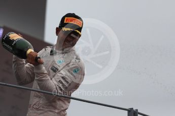 World © Octane Photographic Ltd. Mercedes AMG Petronas – Lewis Hamilton (2nd). Sunday 4th September 2016, F1 Italian GP Podium, Monza, Italy. Digital Ref :1711LB1D1133