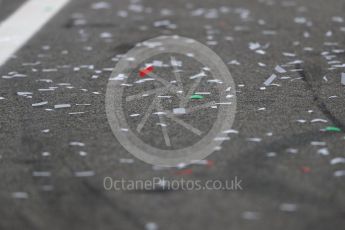 World © Octane Photographic Ltd. Podium glitter in Italian colours. Sunday 4th September 2016, F1 Italian GP Podium, Monza, Italy. Digital Ref :1711LB1D1227
