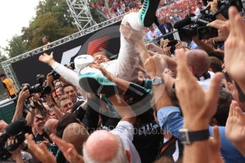 World © Octane Photographic Ltd. Mercedes AMG Petronas – Nico Rosberg. Sunday 4th September 2016, F1 Italian GP Parc Ferme, Monza, Italy. Digital Ref :1711LB2D7466
