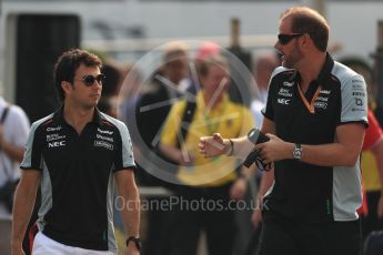 World © Octane Photographic Ltd. Sahara Force India VJM09 - Sergio Perez. Saturday 3rd September 2016, F1 Italian GP Paddock, Monza, Italy. Digital Ref :1696LB1D7272