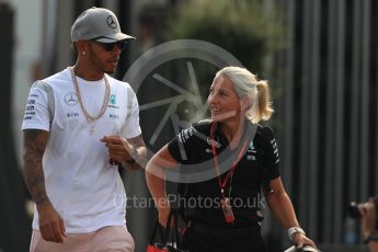 World © Octane Photographic Ltd. Mercedes AMG Petronas W07 Hybrid – Lewis Hamilton. Saturday 3rd September 2016, F1 Italian GP Paddock, Monza, Italy. Digital Ref :1696LB1D7391