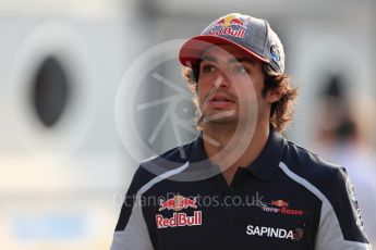 World © Octane Photographic Ltd. Scuderia Toro Rosso STR11 – Carlos Sainz. Sunday 4th September 2016, F1 Italian GP Paddock, Monza, Italy. Digital Ref :1708LB1D9455