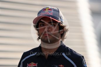 World © Octane Photographic Ltd. Scuderia Toro Rosso STR11 – Carlos Sainz. Sunday 4th September 2016, F1 Italian GP Paddock, Monza, Italy. Digital Ref :1708LB1D9463