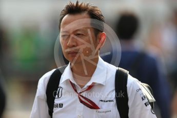 World © Octane Photographic Ltd. McLaren Honda - Head of Honda F1 - Yusuke Hasegawa. Sunday 4th September 2016, F1 Italian GP Paddock, Monza, Italy. Digital Ref :1708LB1D9594