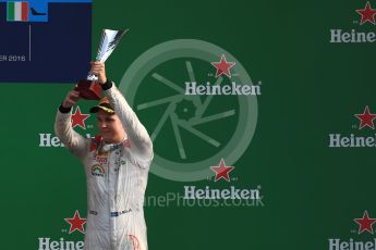 World © Octane Photographic Ltd. Russian Time – Raffaele Marciello (2nd). Saturday 3rd September 2016, GP2 Race 1 Podium, Monza, Italy. Digital Ref :1700LB1D9032