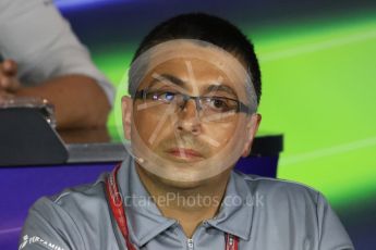 World © Octane Photographic Ltd. F1 Italian GP FIA Personnel Press Conference, Monza, Italy. Friday 2nd September 2016. Luca Furbatto – Chief Designer Manor Racing. Digital Ref : 1701LB1D6665