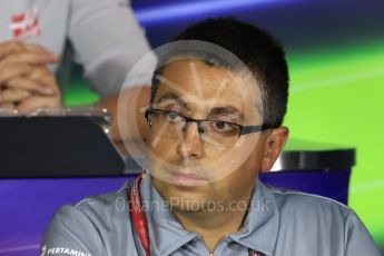 World © Octane Photographic Ltd. F1 Italian GP FIA Personnel Press Conference, Monza, Italy. Friday 2nd September 2016. Luca Furbatto – Chief Designer Manor Racing. Digital Ref : 1701LB1D6737