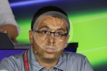 World © Octane Photographic Ltd. F1 Italian GP FIA Personnel Press Conference, Monza, Italy. Friday 2nd September 2016. Luca Furbatto – Chief Designer Manor Racing. Digital Ref : 1701LB1D6757