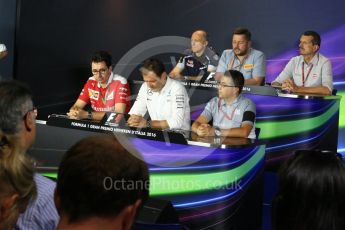 World © Octane Photographic Ltd. F1 Italian GP FIA Personnel Press Conference, Monza, Italy. Friday 2nd September 2016. Mattia Binotto – Chief Technical Officer Scuderia Ferrari, Aldo Costa – Engineering Director Mercedes AMG Petronas, Luca Furbatto – Chief Designer Manor Racing, Paul Hembery – Pirelli, Guenther Steiner - Team Principal Haas F1 Team and Franz Tost – Team Principal Scuderia Toro Rosso. Digital Ref : 1701LB2D6358
