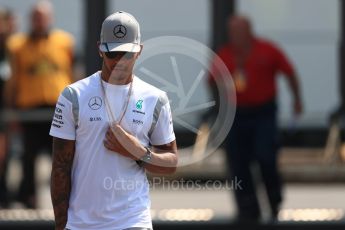 World © Octane Photographic Ltd. Mercedes AMG Petronas – Lewis Hamilton. Thursday 1st September 2016, F1 Italian GP Paddock, Monza, Italy. Digital Ref : 1694LB1D3680