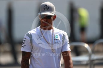 World © Octane Photographic Ltd. Mercedes AMG Petronas – Lewis Hamilton. Thursday 1st September 2016, F1 Italian GP Paddock, Monza, Italy. Digital Ref : 1694LB1D3689