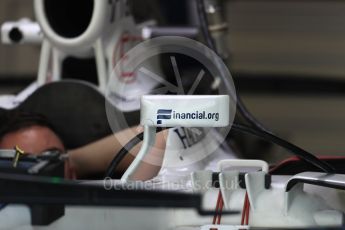 World © Octane Photographic Ltd. Williams Martini Racing, Williams Mercedes FW38. Thursday 1st September 2016, F1 Italian GP Pit Lane, Monza, Italy. Digital Ref : 1694LB1D3765
