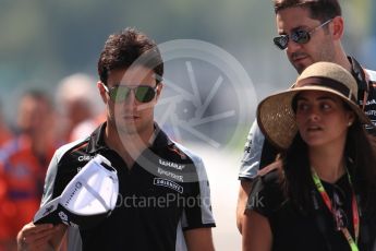 World © Octane Photographic Ltd. Sahara Force India VJM09 - Sergio Perez. Thursday 1st September 2016, F1 Italian GP Pit Lane, Monza, Italy. Digital Ref : 1694LB1D3872