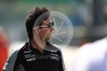 World © Octane Photographic Ltd. Sahara Force India VJM09 - Sergio Perez. Thursday 1st September 2016, F1 Italian GP Pit Lane, Monza, Italy. Digital Ref : 1694LB1D3881