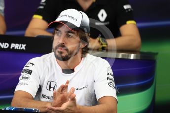 World © Octane Photographic Ltd. F1 Singapore GP FIA Driver Press Conference, Suzuka Circuit, Suzuka, Japan. Thursday 6th October 2016. McLaren Honda - Fernando Alonso. Digital Ref : 1727LB1D3131